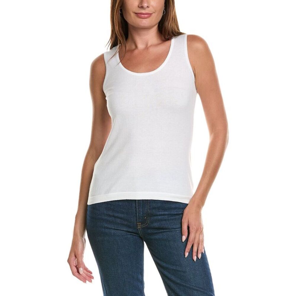 Forte Womens Cashmere-Blend Tank Top, White